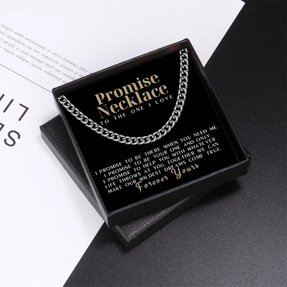 Promise Cuban Chain Necklace for Men, 7Mm Thick, Sentimental Gift for Husband,Boyfriend BF Gifts for Valnetine Gifts for Him