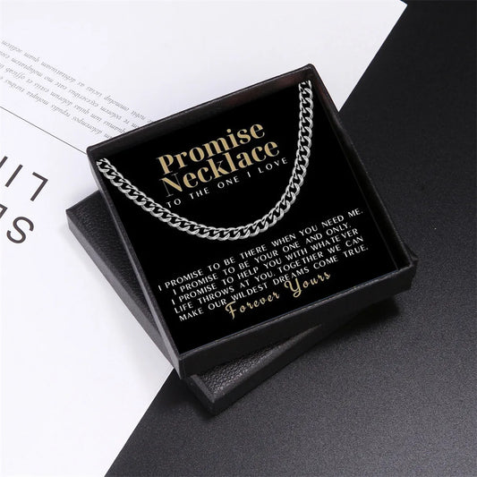 Promise Cuban Chain Necklace for Men, 7Mm Thick, Sentimental Gift for Husband,Boyfriend BF Gifts for Valnetine Gifts for Him