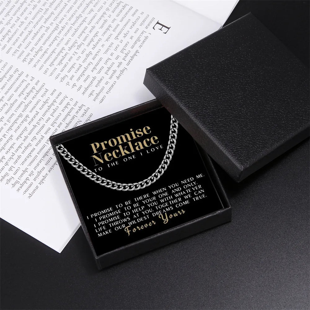 Promise Cuban Chain Necklace for Men, 7Mm Thick, Sentimental Gift for Husband,Boyfriend BF Gifts for Valnetine Gifts for Him
