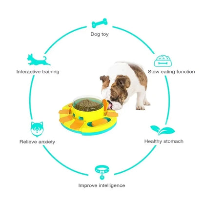 Non Slip Interactive Dog Toy Slow Feeder Puzzle Bowl Pet Food Dispenser for Cats and Puppies Fun Mealtime Game and Training