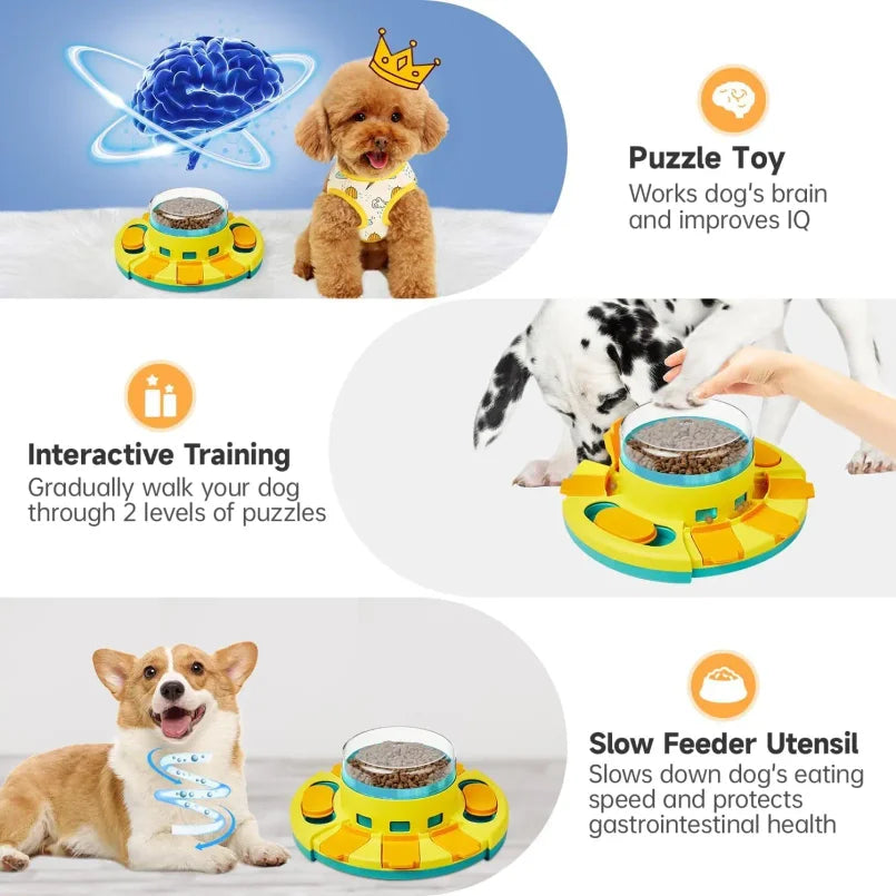 Potaroma Dog Puzzle Toy 2 Levels, Slow Feeder, Pup Food Treat Feeding Dispenser for IQ Training and Entertainment for All Breeds