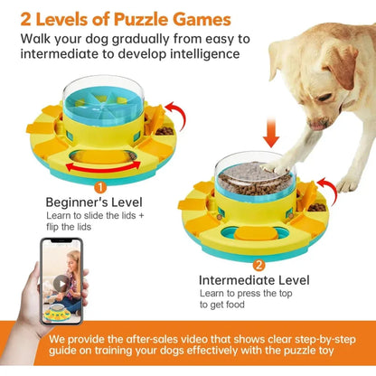 Potaroma Dog Puzzle Toy 2 Levels, Slow Feeder, Pup Food Treat Feeding Dispenser for IQ Training and Entertainment for All Breeds