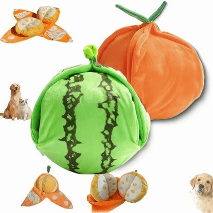 Watermelon and Orange Shape Seek Dog Toys Interactive Relieve Anxiety Squeaky Dog Toy Fruit Design Dog Pet Toys
