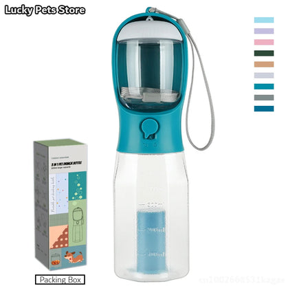 600Ml Portable Dog Water Bottle with Poop Bag Dispenser Pet Feeder for Cat Dog Bowl Outdoor Puppy Drinking Bowl Food Container