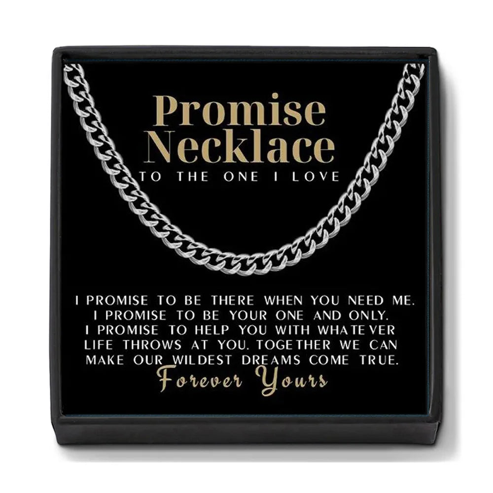 Promise Cuban Chain Necklace for Men, 7Mm Thick, Sentimental Gift for Husband,Boyfriend BF Gifts for Valnetine Gifts for Him