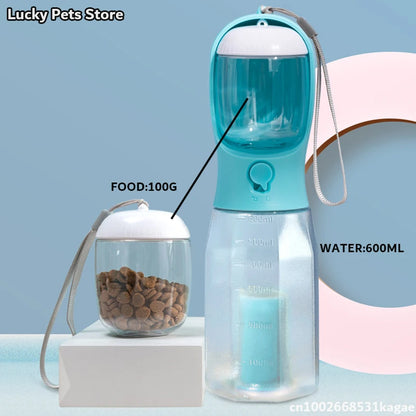 600Ml Portable Dog Water Bottle with Poop Bag Dispenser Pet Feeder for Cat Dog Bowl Outdoor Puppy Drinking Bowl Food Container