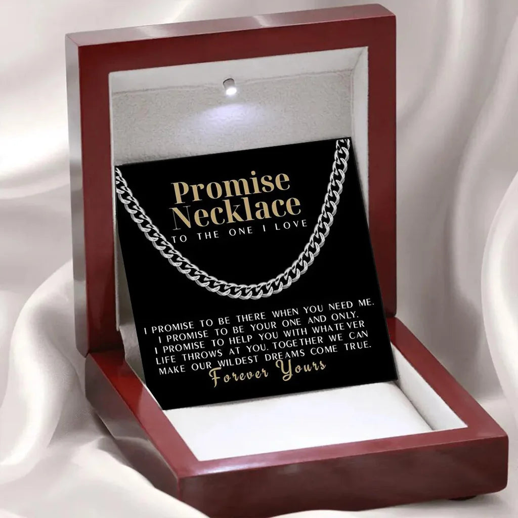 Promise Cuban Chain Necklace for Men, 7Mm Thick, Sentimental Gift for Husband,Boyfriend BF Gifts for Valnetine Gifts for Him