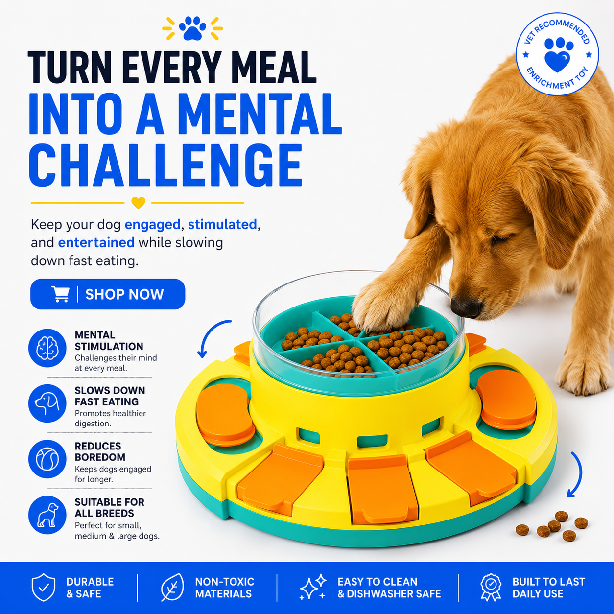 Big Brain™Interactive Dog Puzzle Toy – Brain Training Slow Feeder