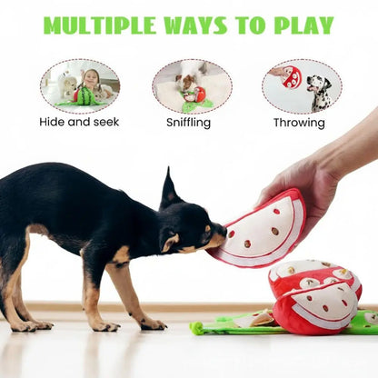 Watermelon and Orange Shape Seek Dog Toys Interactive Relieve Anxiety Squeaky Dog Toy Fruit Design Dog Pet Toys
