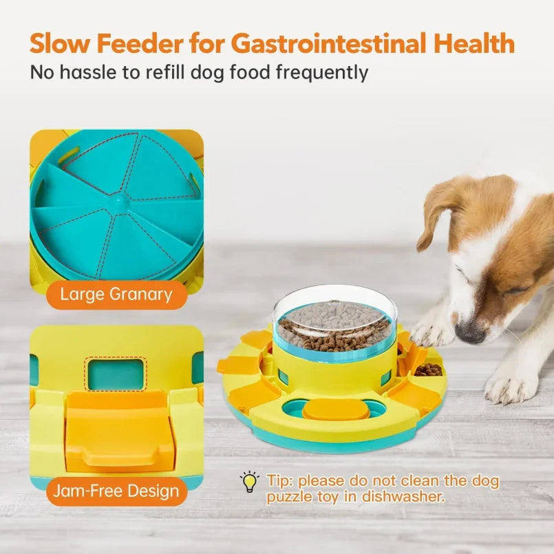 Potaroma Dog Puzzle Toy 2 Levels, Slow Feeder, Pup Food Treat Feeding Dispenser for IQ Training and Entertainment for All Breeds