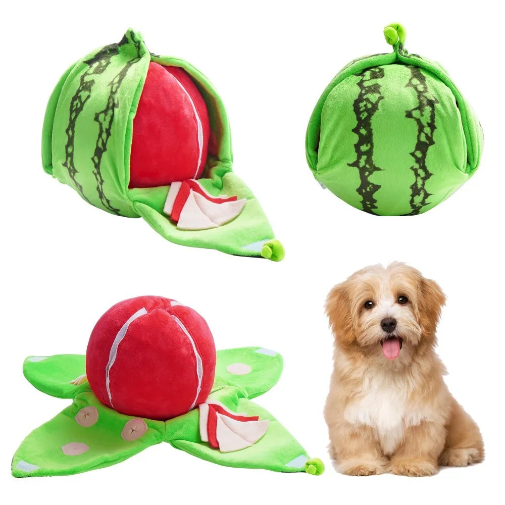 Watermelon and Orange Shape Seek Dog Toys Interactive Relieve Anxiety Squeaky Dog Toy Fruit Design Dog Pet Toys