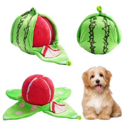 Watermelon and Orange Shape Seek Dog Toys Interactive Relieve Anxiety Squeaky Dog Toy Fruit Design Dog Pet Toys